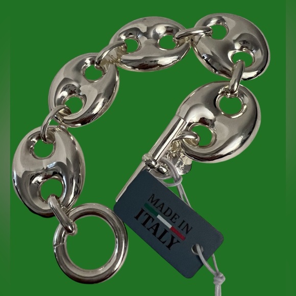 New Mia Fiore Sterling Silver Plated Bronze Puffy Mariner Link Bracelet Italy - Picture 10 of 16